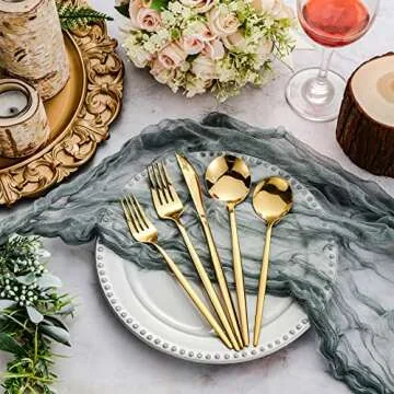 Meanplan 200 Pcs Gold Silverware Set for 40 Guests