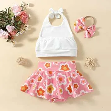 Chic Toddler Girls Outfit Set with Halterneck Design