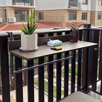 FURNIKNA Balcony Bar Table - Adjustable, Folding Table for Railings