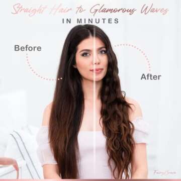 Large 3 Barrel Curling Iron, Triple Hair Waver & Crimper Wand for Beach Waves, Ceramic Tourmaline with Adjustable Temperature - Glam Waver, Pink