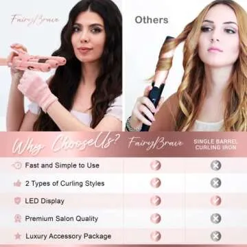 Large 3 Barrel Curling Iron for Effortless Beach Waves