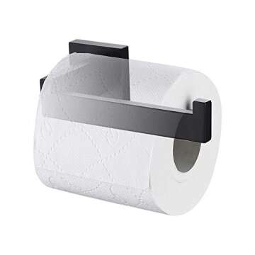 TASTOS Toilet Paper Holder Matte Black, Toilet Tissue Roll Holders Dispenser and Hangers Wall Mounte...