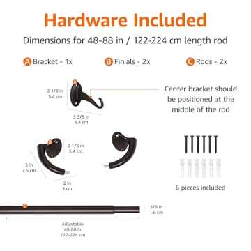Amazon Room Darkening Curtain Rod 48-88 Dark Bronze