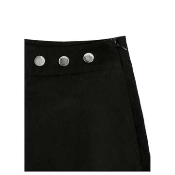 WDIRARA Women's High Waist Pleated Button Skort Asymmetrical Skirt Shorts Black S