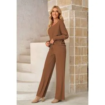 Fixmatti Women Knit Set Stylish Off Shoulder Sweater Pants