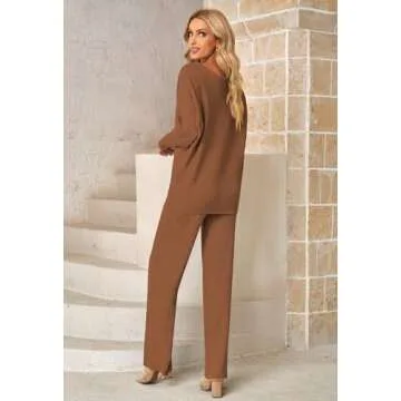 Fixmatti Women Knit Set Stylish Off Shoulder Sweater Pants