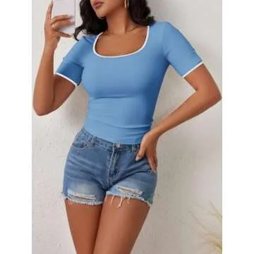 YATHON Women's Color Block T-Shirts for Trending Summer Styles