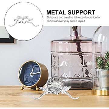 Toyvian Iron Iron Crystal Ball Sphere Holder Glass Ball Display Stand with Sliver Dragonfly Design Metal Gazing Ball Stand Metal Egg Stands for Table Desktop Office Home Decor