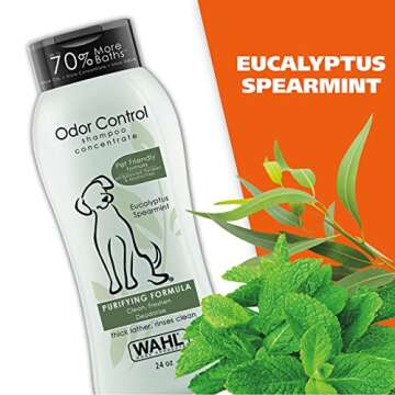 Wahl USA Odor Control Shampoo for Dogs & Pets - Eucalyptus & Spearmint Animal Deodorizer for Cleaning & Freshening – 24 Oz - Model 820003A