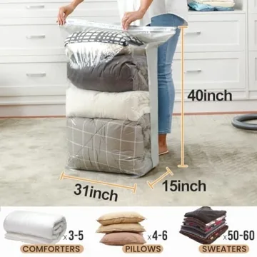 TAILI 6 Pack Vacuum Storage Bags for Organized Living
