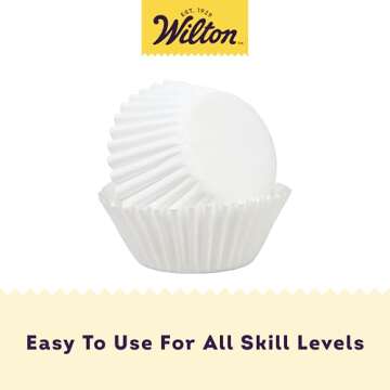 Wilton Mini Baking Cups - Use Mini Baking Liners for Baking Cupcakes or Muffins, Ideal for Holiday Candy and Nuts Too, White, 1.25-Inch Diameter, 350-Count