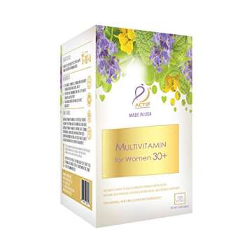 ACTIF Multivitamin for Women Age 30+ with 30 Organic Vitamins and Organic Herbs, Non-GMO, Made in USA, 2-Month Supply