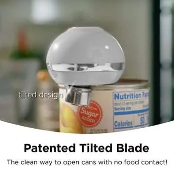 Kitchen Mama Mini Electric Can Opener Smooth Edge: Opens Cans with One Button Press - Ultra-Compact, Portable, Hands-Free, Food-Safe, Battery Operated (White)