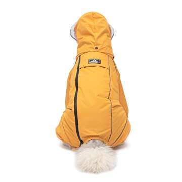 Petridge Dog Four-Legged Rain Jacket Raincoat Waterproof Windproof Coat for Medium Large Dogs Adjustable Waterproof Dog Rain Coat Reflective Rim(Back Length 55CM Yellow)