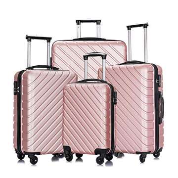 Apelila 4PC 18-28 Inch Hardshell Luggage ABS Luggages Sets With Spinner Wheels Hard Shell Spinner Ca...