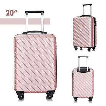 Apelila 4PC 18-28 Inch Hardshell Luggage ABS Luggages Sets With Spinner Wheels Hard Shell Spinner Carry On Suitcase (Rose Gold, 4 PCS)