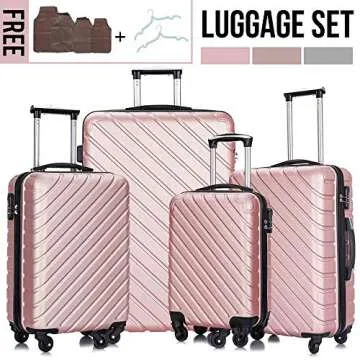 Apelila 4PC 18-28 Inch Hardshell Luggage ABS Luggages Sets With Spinner Wheels Hard Shell Spinner Carry On Suitcase (Rose Gold, 4 PCS)