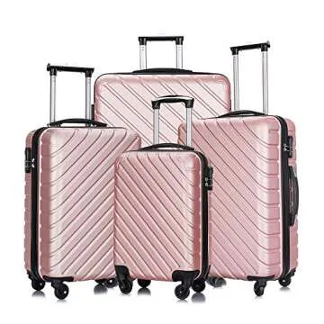Apelila 4PC 18-28 Inch Hardshell Luggage ABS Luggages Sets With Spinner Wheels Hard Shell Spinner Carry On Suitcase (Rose Gold, 4 PCS)