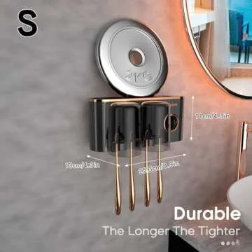 iHave Toothbrush Holders Bathroom Accessories with Toothpaste Dispenser, 2 Cups Toothbrush Holder Wall Mounted Bathroom Decor