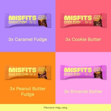 Misfits Vegan Protein Bars Variety Pack - Low Sugar Snacks