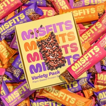 Misfits Vegan Protein Bars Variety Pack - Low Sugar Snacks