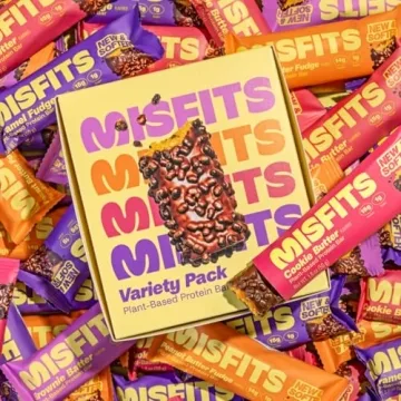 Misfits Vegan Protein Bars Variety Pack - Low Sugar Snacks