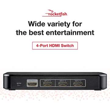 Rocketfish 4-Port 4K 60Hz HDMI Switch Box - Switch Box with 4k 60Hz Video Compatibility - Connects 4...