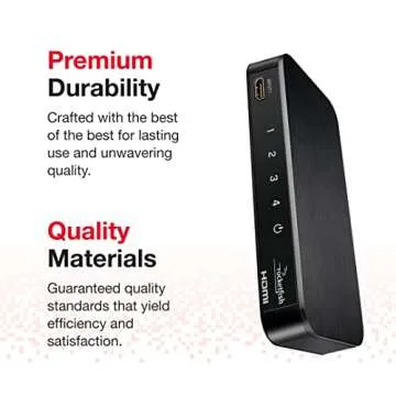 Rocketfish 4-Port 4K 60Hz HDMI Switch Box - Switch Box with 4k 60Hz Video Compatibility - Connects 4 HDMI Source Components - Audio & Video Selector Box - HDMI Box with HDCP V2.2 Compatibility - Black