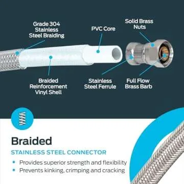 Reliable Eastman 48" Steel-Flex Braided Faucet Connector