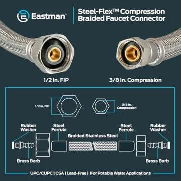 Reliable Eastman 48" Steel-Flex Braided Faucet Connector
