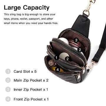 Telena Sling Bag for Women Crossbody Bags Fanny Packs for Women Cross Body Waist Pack with Detachable Strap Black