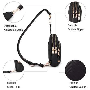 Telena Sling Bag for Women Crossbody Bags Fanny Packs for Women Cross Body Waist Pack with Detachable Strap Black