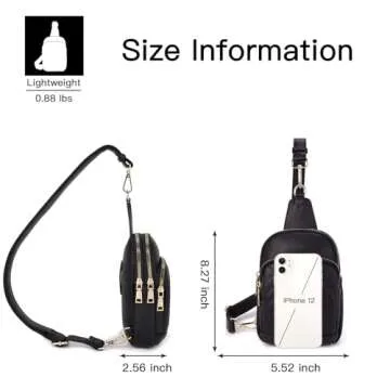 Telena Sling Bag for Women Crossbody Bags Fanny Packs for Women Cross Body Waist Pack with Detachable Strap Black