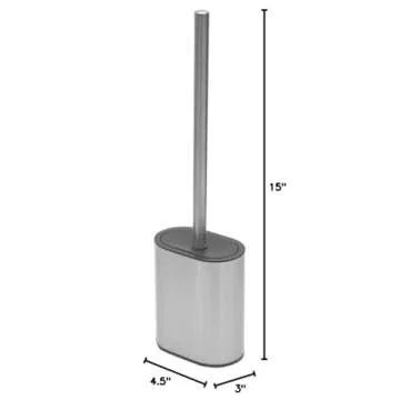 Half Size Stainless Steel Toilet Brush Holder with Flexible Rubber Brush Head, Black by Home Basics