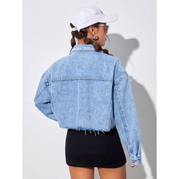 Women's Casual Raw Hem Jean Jacket for Stylish Outings