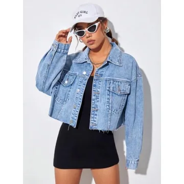 Women's Casual Raw Hem Jean Jacket for Stylish Outings