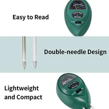 Soil Moisture Meter - 3 in 1 Tester for Gardeners