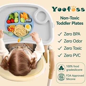 Yoofoss 3-Pack Toddler Plates - Suction & Dishwasher Safe