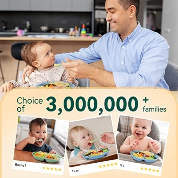 Yoofoss 3-Pack Toddler Plates - Suction & Dishwasher Safe