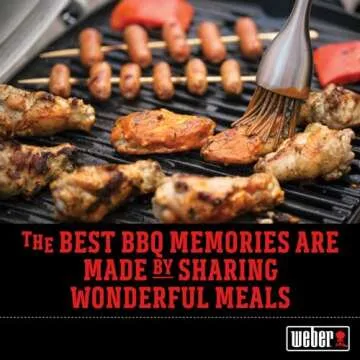 Weber Barbecue Skewers Set - Set of 8 Steel Kebab Skewers with Dual-Pronged Design to Stop Foods Turning on The Grill - 33.7cm, Black/Silver