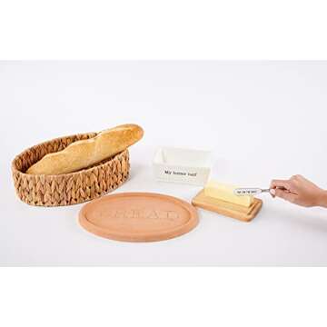 Mud Pie Terracotta Bread Warming Set, Brown, 8 1/2" x 12 1/2"