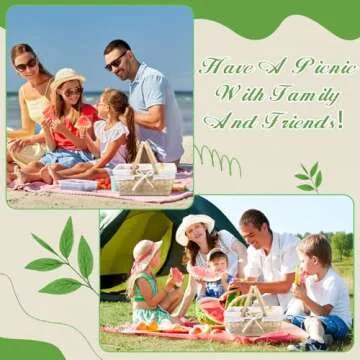 LOYIM Picnic Basket with Double Foldable Handles and Removable Liner, Woven Basket Empty Picnic Hamper for Picnic, Camping, Outdoor, Halloween, Easter, Birthday(Lace Liner,White)