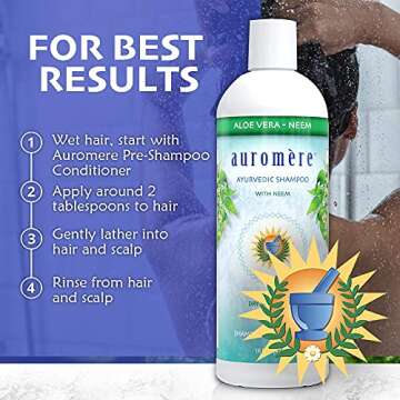 Auromere Ayurvedic Shampoo, Aloe Vera Neem - Vegan, Cruelty Free, Non-GMO, Natural, Gluten Free, Sulfate Free, Paraben Free for Dry to Normal Hair (16 fl oz), 1 Pack