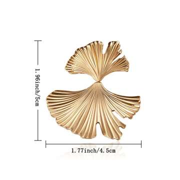 T-ztoss Bohemian Gold Elegant Flower Fashion Dangle Earring Cute Metal Flower Earrings Unique Chic 3D Large Flower Jewelry Gift for Women (ginkgo leaf)