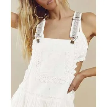 ebossy Laced Embroidered Tulle Bib Maxi Dress for Women