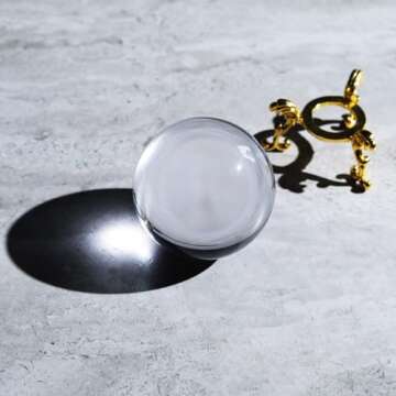 LONGWIN 60mm Glass Crystal Ball with Golden Stand