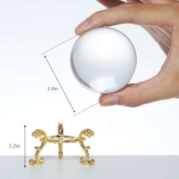 LONGWIN 60mm Glass Crystal Ball with Golden Stand
