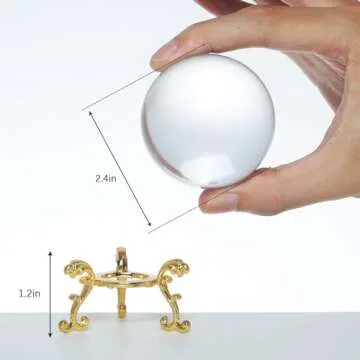 LONGWIN 60mm Glass Crystal Ball with Golden Stand