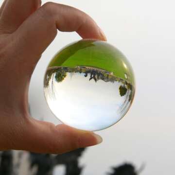 LONGWIN 60mm Glass Crystal Ball with Golden Stand