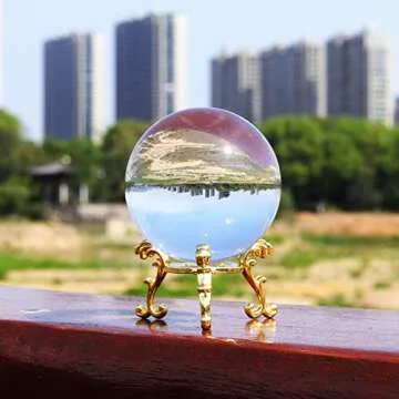 LONGWIN 60mm Glass Crystal Ball with Golden Stand